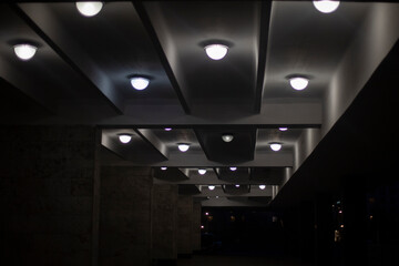 Ceiling lamps. Ceiling lighting in the subway.