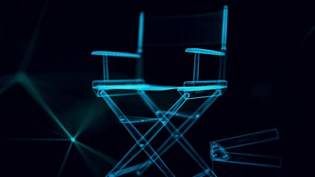 directors chair hologram Close up. High quality 4k footage