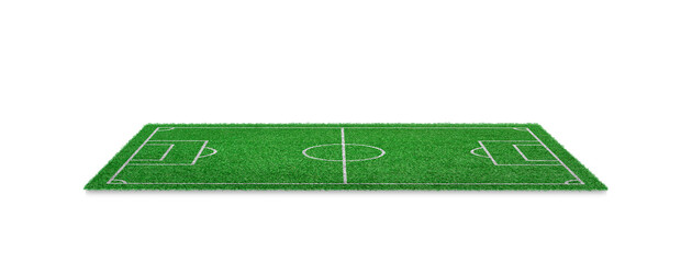 Green grass football field isolated on white background. Soccer field for sport game