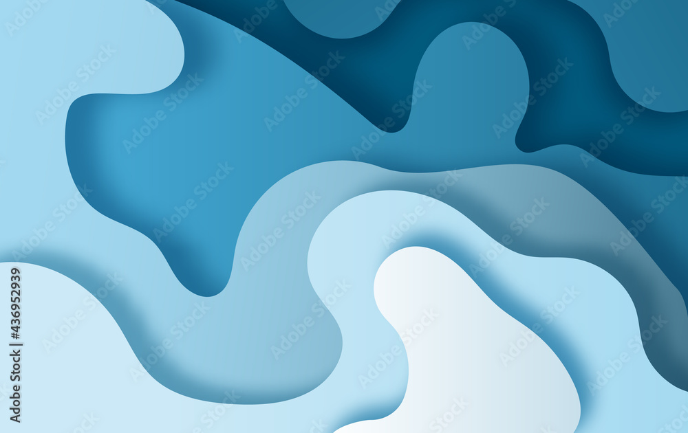 Wall mural paper art abstract waves. paper craft carve background. modern minimal origami design template. 3d p