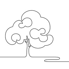 Tree. Linear art. Vector hand-drawn drawing.Outline simple illustration on an isolated white background for decor, background, cover.