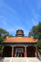 Fototapeta premium The architectural landscape of foxiangge is in the summer palace, Beijing
