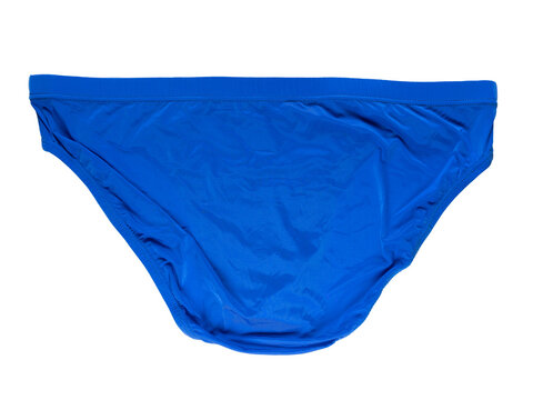 Male new underpants or underwear blue color back side isolated on white background.