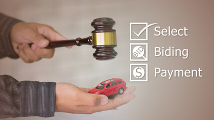 online bidding car auctions has symbols, selection, auction, payment.
