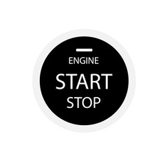 engine start stop button on white background. start engine button.