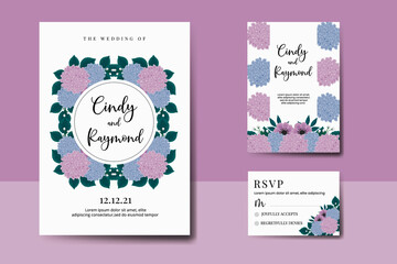 Modern Wedding invitation frame set, floral watercolor Digital hand drawn Beautiful Flower design Invitation Card Template
