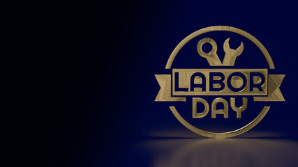 Labor Day design gold surface  for  holiday concept 3d rendering