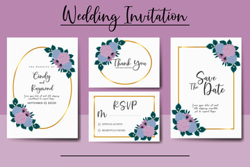 Modern Wedding invitation frame set, floral watercolor Digital hand drawn Beautiful Flower design Invitation Card Template
