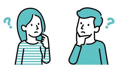 考える男性と女性