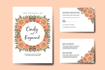 Fototapeta na wymiar Wedding invitation frame set, floral watercolor Digital hand drawn Peony Flower design Invitation Card Template