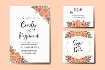 Obraz na płótnie Canvas Wedding invitation frame set, floral watercolor Digital hand drawn Peony Flower design Invitation Card Template