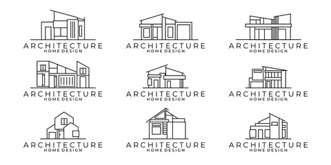 set of house line icon. Building architecture vector illustration design