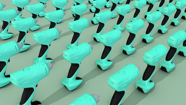 a lot of drill in a row. High quality 4k footage