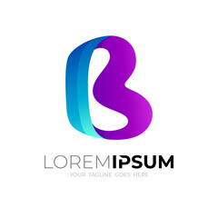 Letter B logo design vector, 3d colorful logos