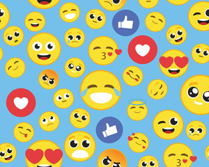 Vector flat seamless texture pattern emoji emotion
