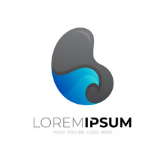 Letter B logo and wave design combination, ocean logo