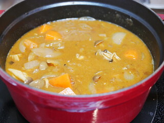 ホーロー鍋に入ったカレーライス