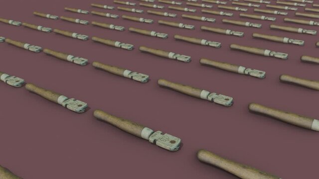 a lot of glasscutter in a row. High quality 4k footage