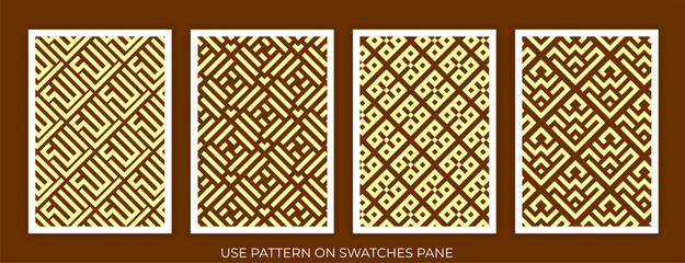 Seamless linear pattern with lines and scrolls. Monochrome abstract mosaic linear pattern. Decorative lattice. Vector rapport for swatches.