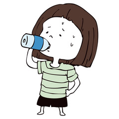 水分補給する女の子