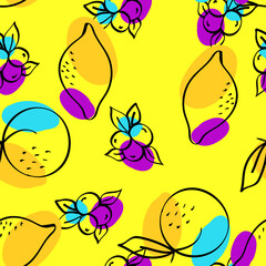 Bright Citrus and Blueberry Vector Yellow