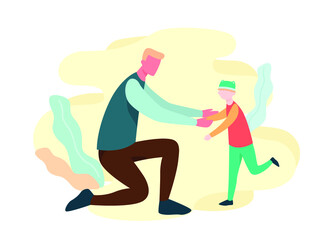 Father and Son Playing - Illustration