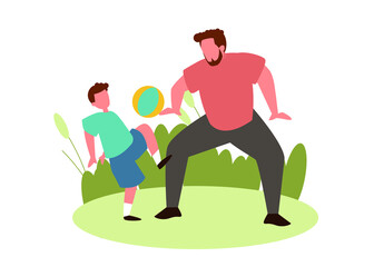 Father and Son Playing ball game - Graphic Illustration