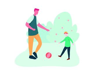 Father and Son Playing ball game - Illustration