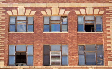 Close-up Building Detail Brick Wall and Windows