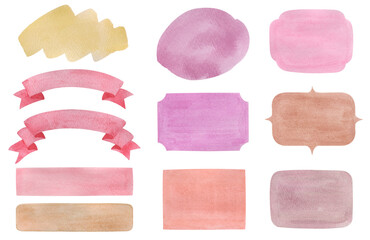 水彩フレーム　背景イラスト　セット　暖色