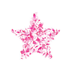 Transparent Peach Petal Vector White Background.