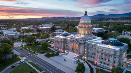 Shot angled from above of the boise capital building - obrazy, fototapety, plakaty