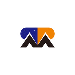 letter m night and day design colorful logo vector