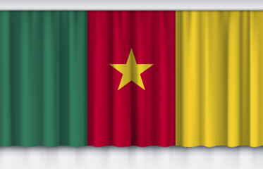 Flag of Cameroon on silk curtain, stage performance event ceremony show illustration
