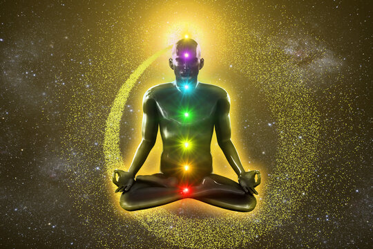 Yoga 3D Illustration_009_Meditation,Zen,Chakra,kundalini Shine Background