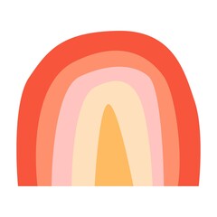 Fototapeta premium Boho rainbow in colors of red. Poster. Scandinavian design for kids wallpaper and home decor. Boho rainbow for baby shower invitations, postcards, posters in the nursery. Vector bohemian rainbow