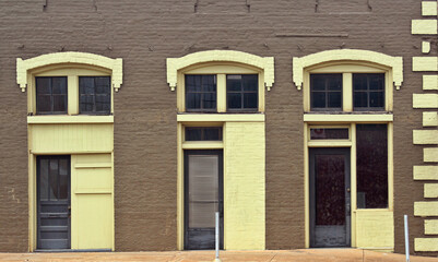 Close-up Building Detail Brick Wall and Windows