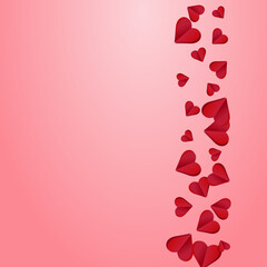 Red Hearts Vector Pink  Backgound. Birthday