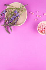 mockup of wisteria flower  on color background