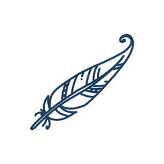Tribal feather isolated in white background. Ethnic feather. Vector illustration in doodle style