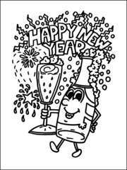 new celebration happy new year coloring page,