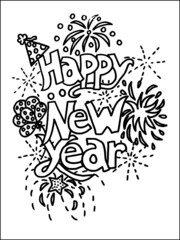 abstract background happy new year coloring page,flower vector,