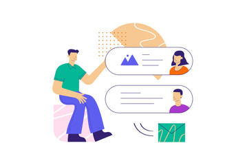 Group Messaging Vector Illustration