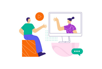 Video Call/ Video Conference Vector Illustration