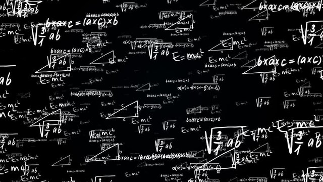 Animation of typing formulas of chemistry in abstract digital space Green Screen Loop Background. formulas, data, graphs, equations, math problems. algebra, calculating, engineering, sciense research,