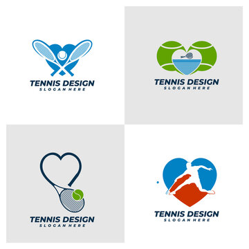 Set of Love Tennis logo vector template, Creative Tennis logo design concepts