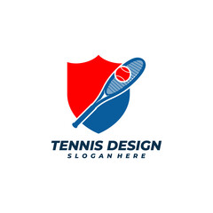 Tennis with Shield logo vector template, Creative Tennis logo design concepts