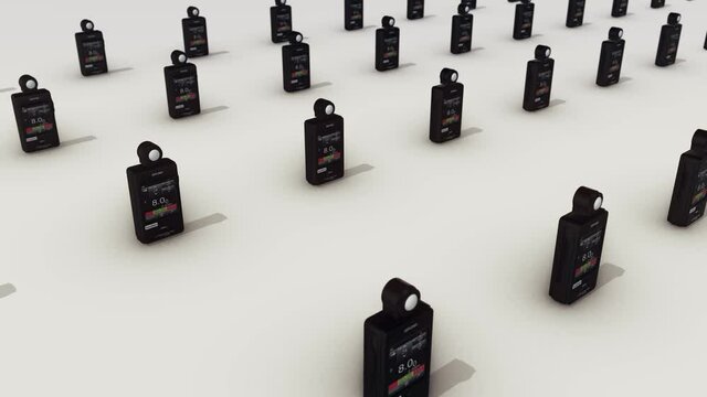 a lot of photometer in a row. High quality 4k footage