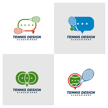 Set of Tennis with Chat logo vector template, Creative Tennis logo design concepts