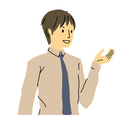 笑顔の男性　ジェスチャー
